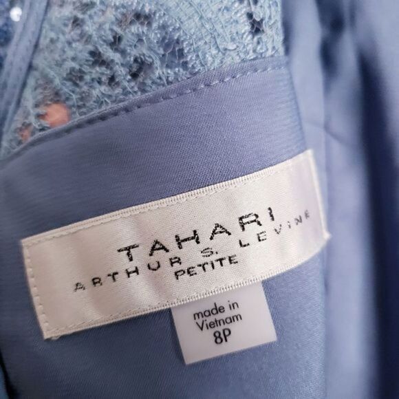 Tahari Blue Sequin Lace Dress - Picture 9 of 9